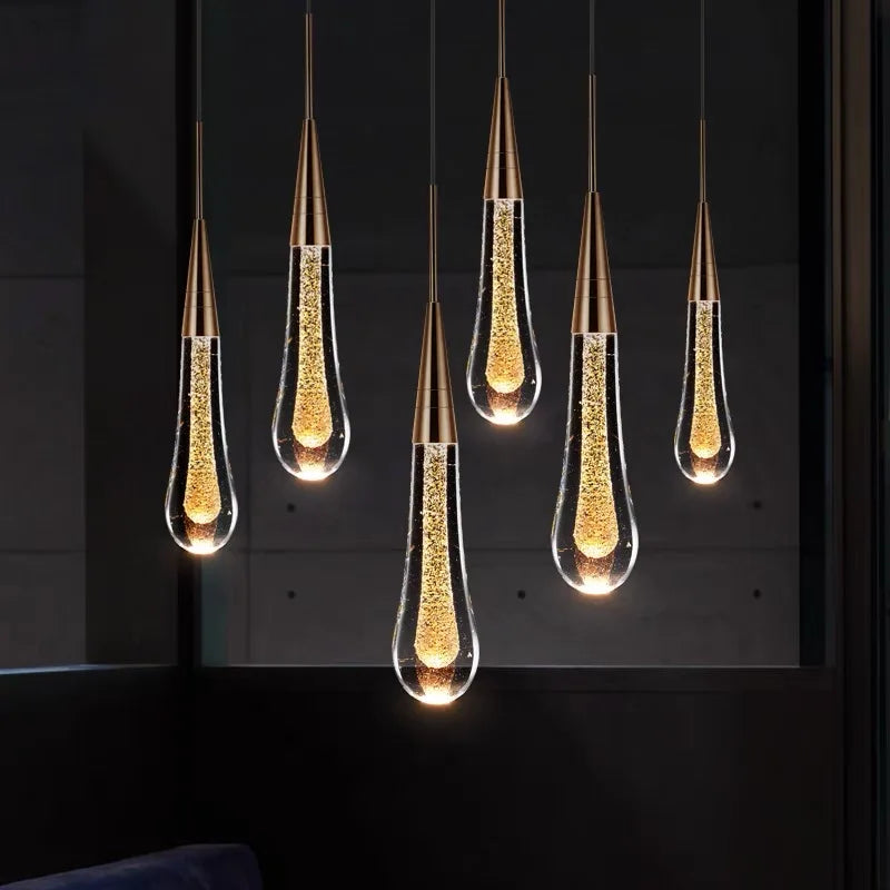 DecorBites™ Crystal LED Chandelier: Modern Loft Art Pendant Lighting for Restaurant, Bar, Staircase