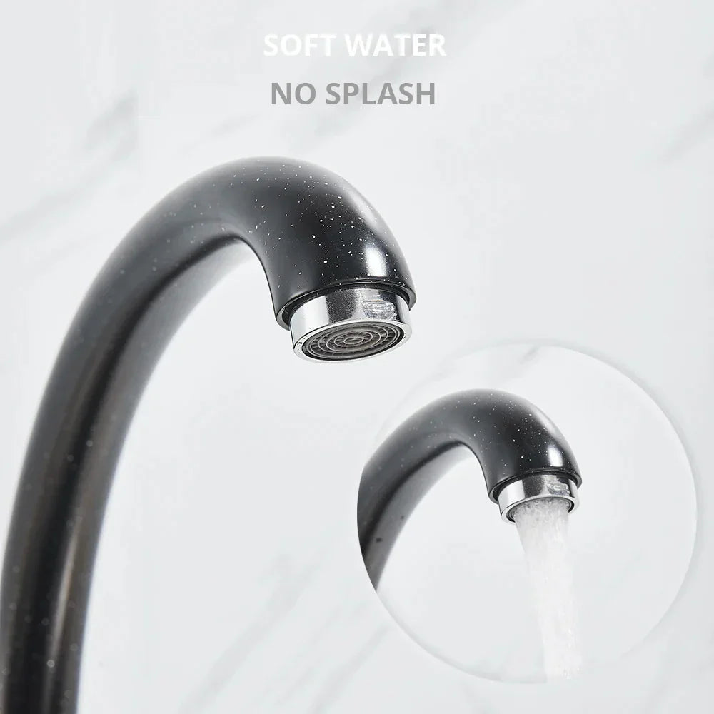 DecorBites™ Brass Black Kitchen Sink Faucet Single Handle Swivel Spout Mixer Tap