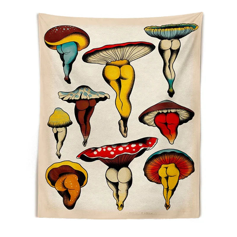 DecorBites™ Cactus Mushroom Girl Tapestry Psychedelic Witchcraft Home Decor