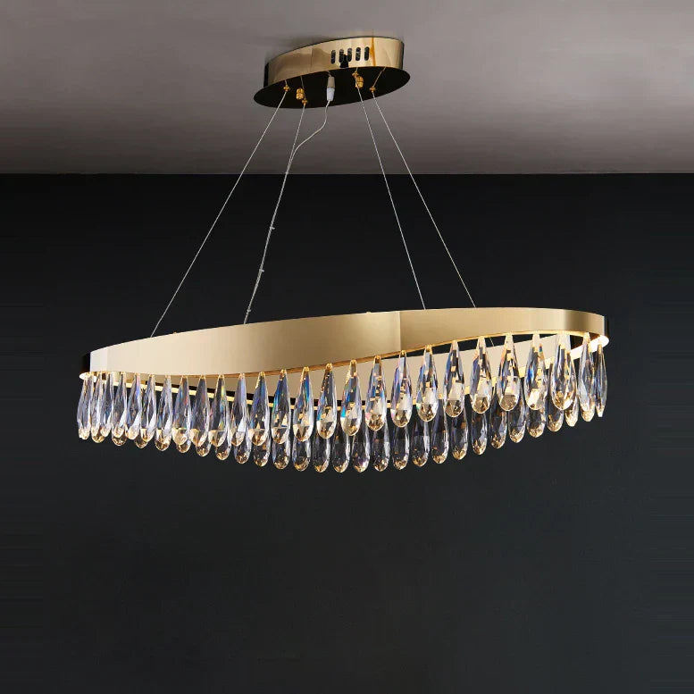 DecorBites™ Crystal Stainless Steel LED Chandelier for Foyer