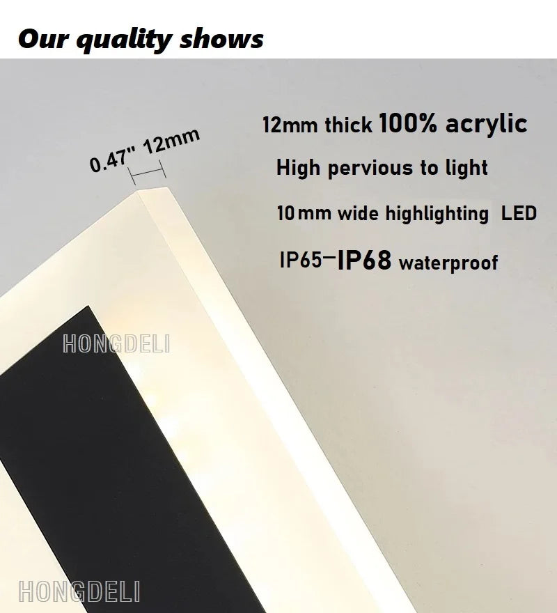 DecorBites™ Aluminum Waterproof LED Outdoor Wall Lamp IP65 IP68 for Villa Courtyard