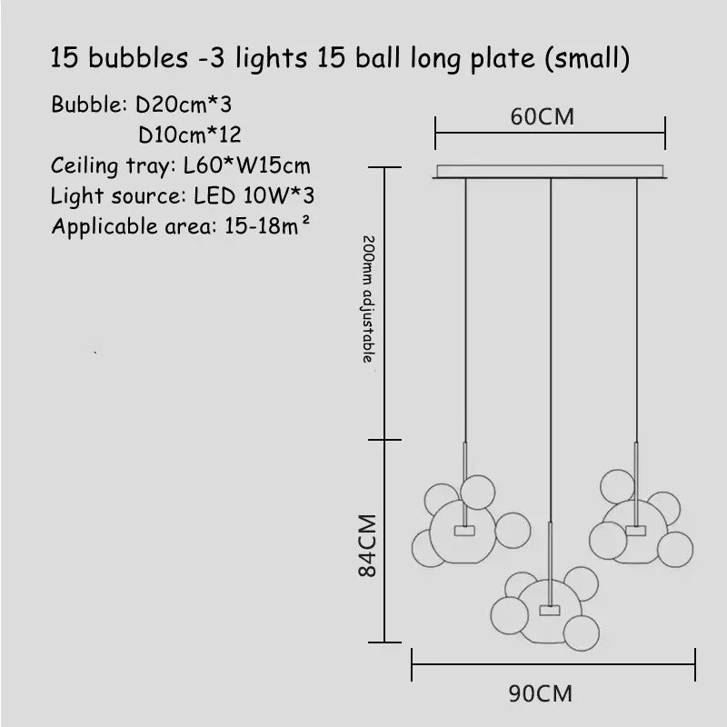 DecorBites™ Glass Bubble LED Chandelier for Kids Kitchen Dining Office Lighting