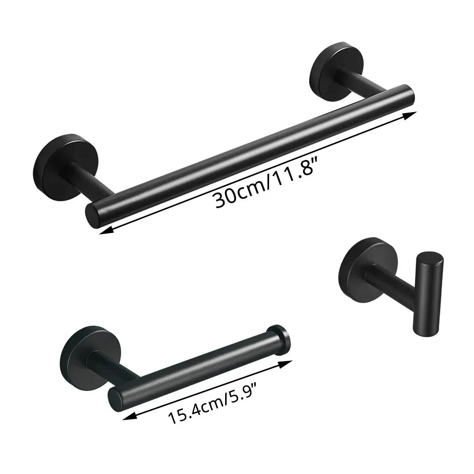 DecorBites™ Bathroom Hardware Set: Towel Bar, Robe Hook, Rack, Shelf, Tissue Holder, Hook