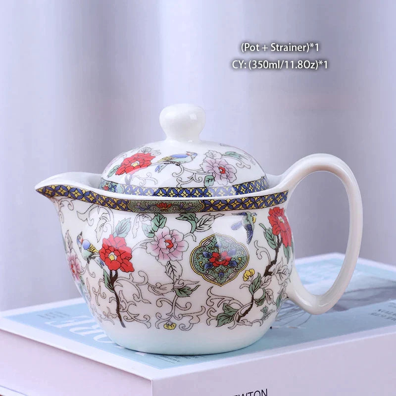 DecorBites™ Ceramic Kung Fu Teapot with Dragon Design 350ml - Handmade Porcelain Tea Pot