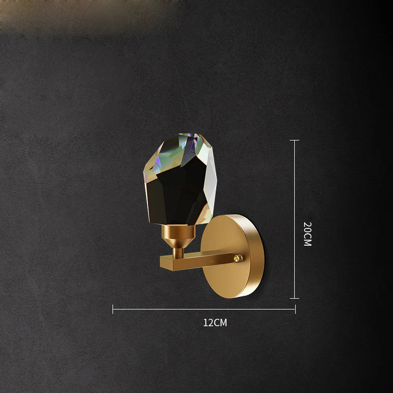 DecorBites™ Crystal LED Wall Sconce for Bedroom Corridor - Designer Black Gold Wall Light