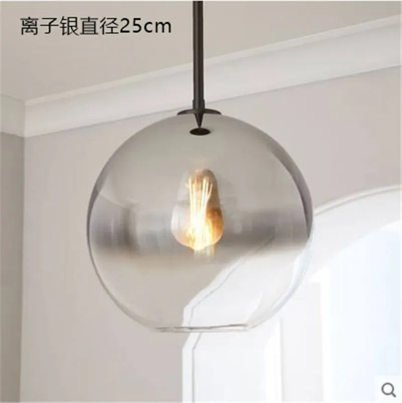 DecorBites™ Glass Ball LED Pendant Light: Modern Silver Gold Nordic Kitchen Decor