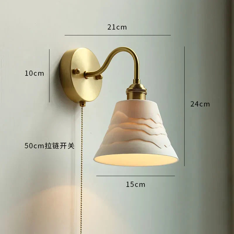 DecorBites™ Glass LED Bathroom Mirror Light Pull Chain Copper Wall Sconce