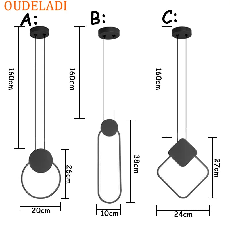 DecorBites™ Black Ring Pendant Lamp: Minimalist Nordic Design, Dimmable LED, Long Wire