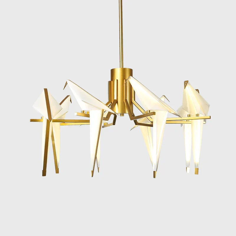 DecorBites™ Love Bird Chandelier Lighting - White Gold Designer Lustre for Dining Room