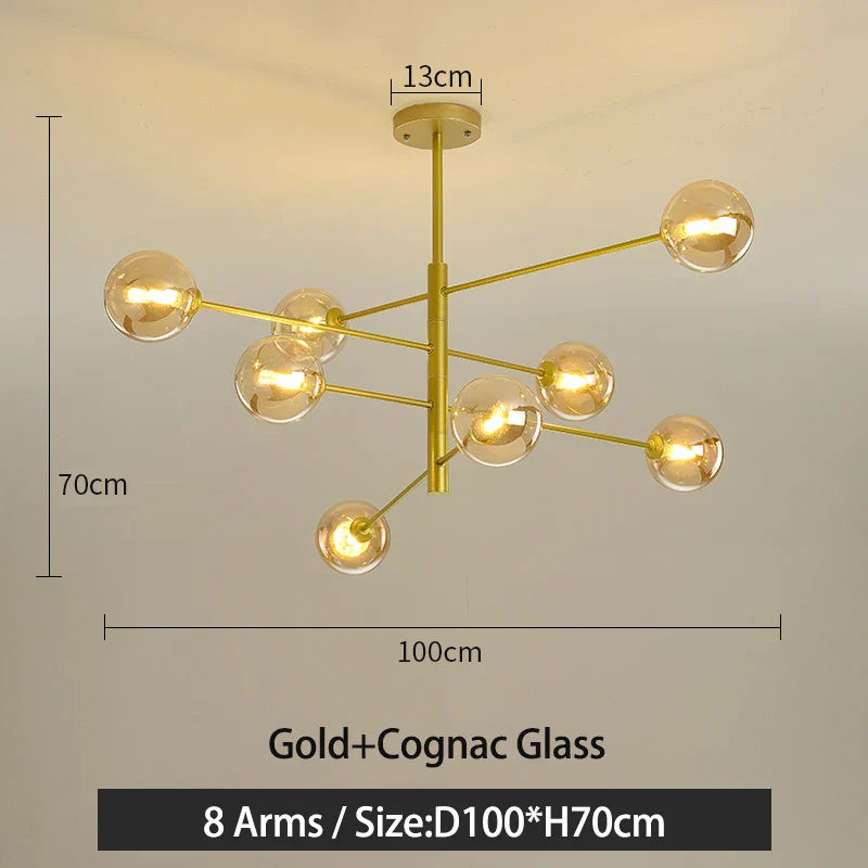 DecorBites™ Black/Gold G9 LED Chandelier for Living Room Bedroom Modern Pendant Lighting