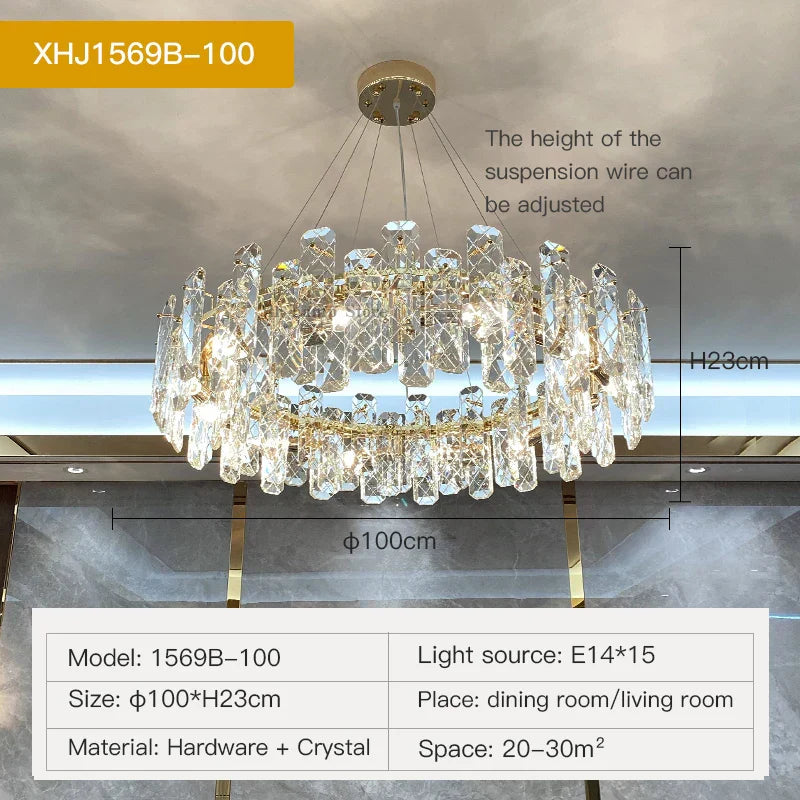 DecorBites™ Crystal LED Chandelier for Elegant Living Room, Dining, Bedroom, Kitchen
