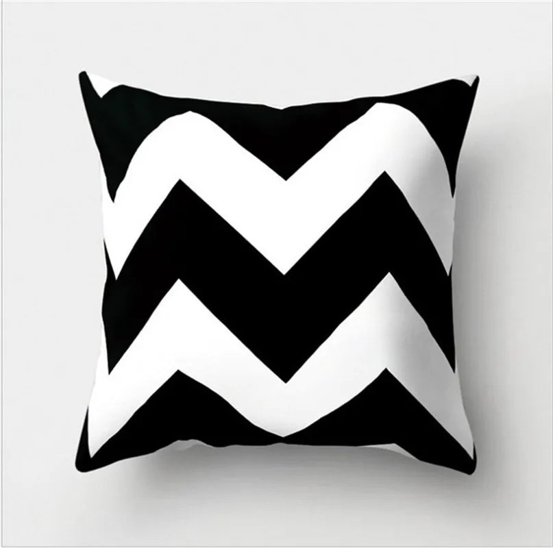 DecorBites™ Black White Flocking Pillowcase 45*45cm Fashion Living Room Sofa Cushion