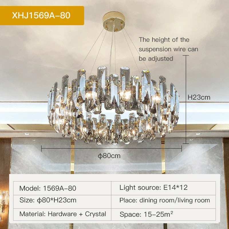 DecorBites™ Crystal LED Chandelier for Elegant Living Room, Dining, Bedroom, Kitchen