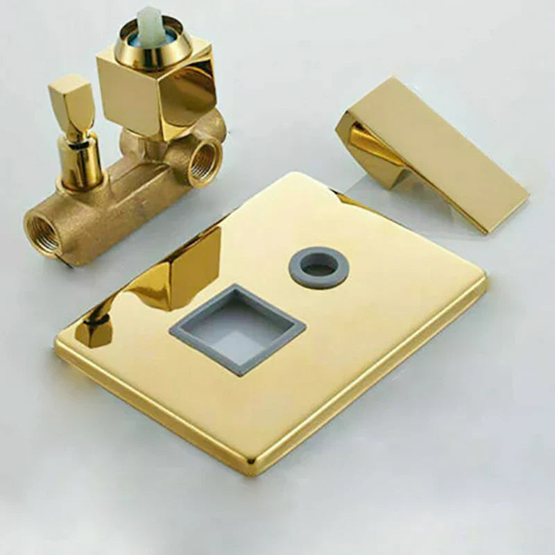 DecorBites™ Golden Bathroom Shower Set with Square Rainfall Head and Concealed Mixer Taps