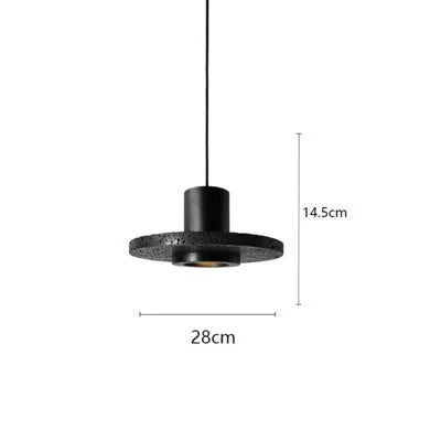 DecorBites™ Black Travertine Cement Terrazzo Pendant Light Industrial Hat Light