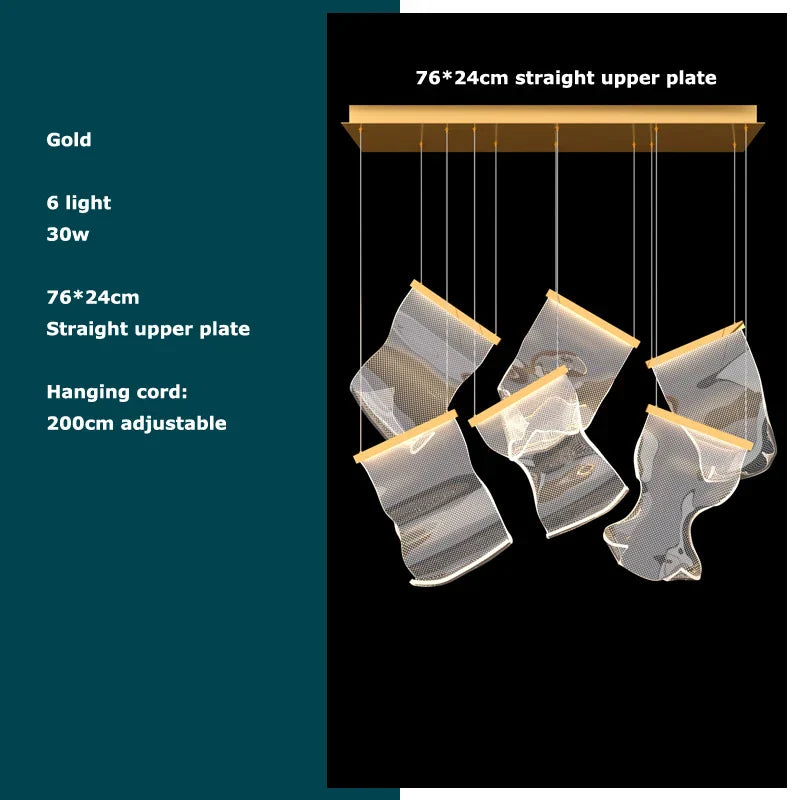 DecorBites™ Golden Love Paper Chandelier: Postmodern LED Designer Lighting for Foyer