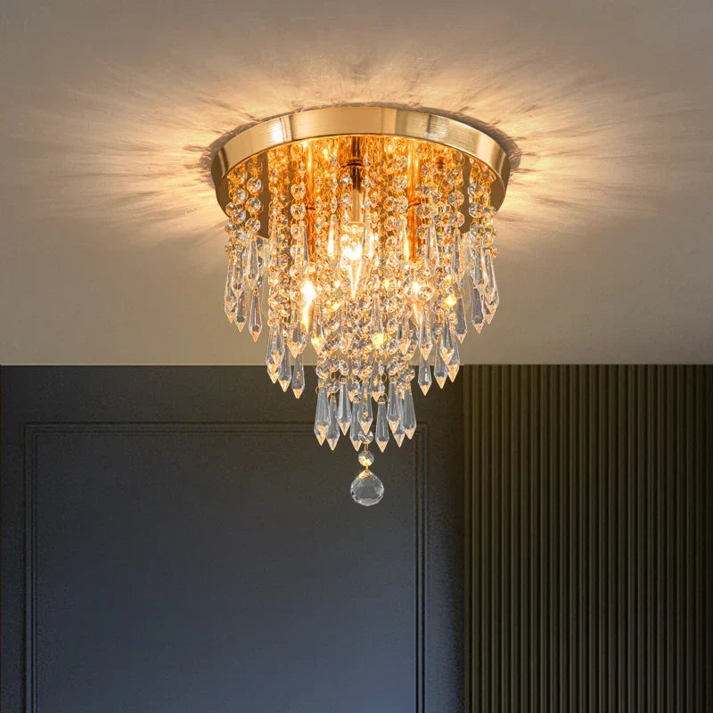 DecorBites™ Crystal Ceiling Light: Elegant Hanging Golden Lamp for Home Decor