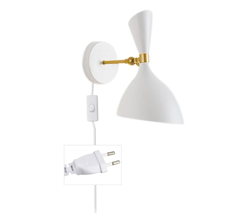DecorBites™ Black White Nordic Wall Lamps with Switch, Modern Industrial Decor Light for Living Room