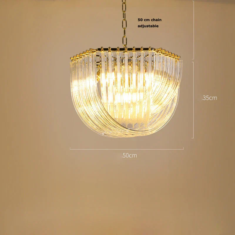 DecorBites™ LED Glass Chandelier Hanging Lamps for Foyer - Modern Stainless Steel Design