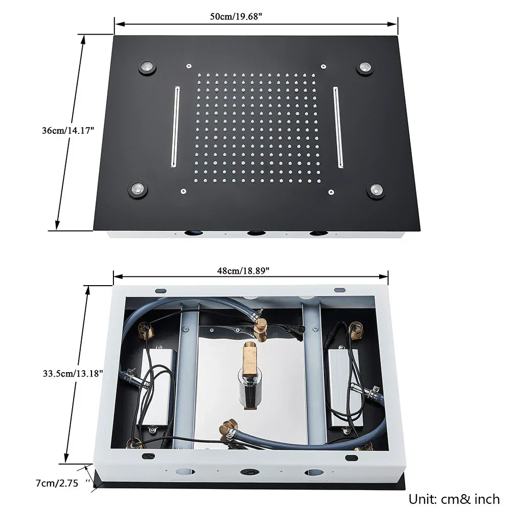 DecorBites™ LED Rainfall Shower Head Ceiling Mount Large Size for Bathroom Shower