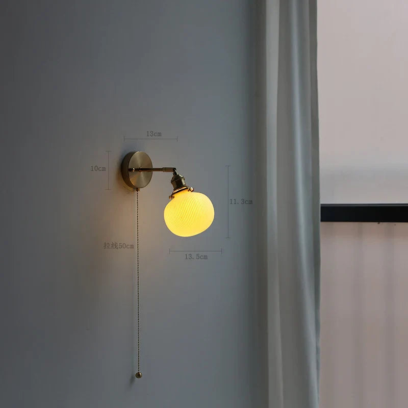 DecorBites™ Copper Arm Wall Lamp with Pull Chain Switch, Nordic Modern Design