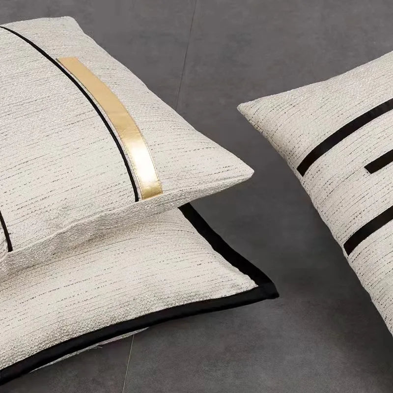 DecorBites™ Black Stripe Jaquard Cushion Cover for Home Decoration 45x45cm/30x50cm