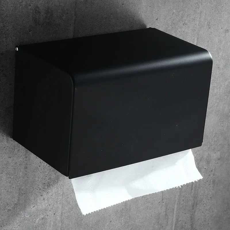 DecorBites™ Aluminum Black Bathroom Tissue Holder Wall-Mounted Toilet Paper Rack Stand