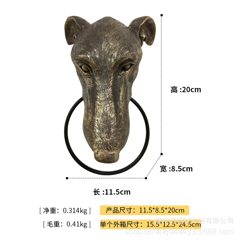 DecorBites™ Dog Head Door Knocker Pendant Resin Wall Decoration, Courtyard Crafts