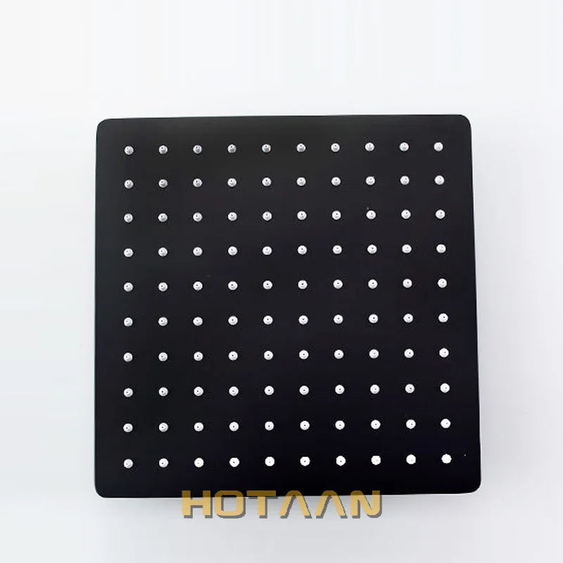 DecorBites™ Black Plated Stainless Steel Square Rain Shower Head