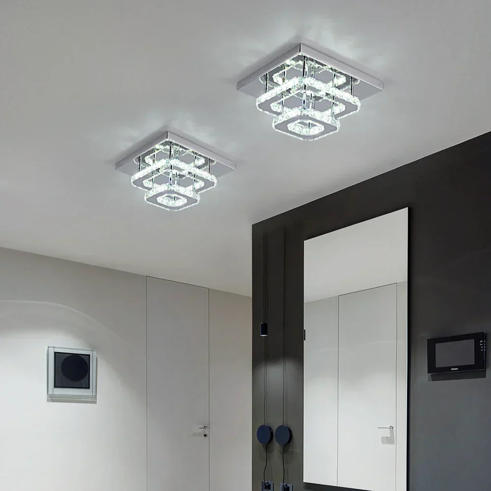 DecorBites™ Crystal LED Ceiling Light Plafon Chandelier Stainless Steel Luminaria
