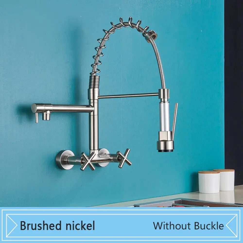 DecorBites™ Black Wall-Mounted Kitchen Faucet with Swivel Spout and Dual Handles