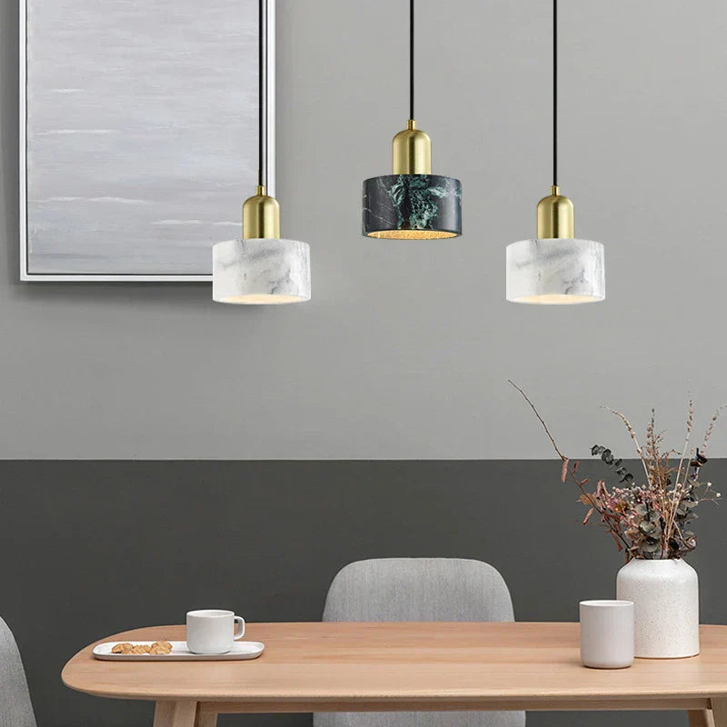 DecorBites™ Green Marble Pendant Light: Luxury Hanging Lamp for Dining Room, Bedside, Hotel.