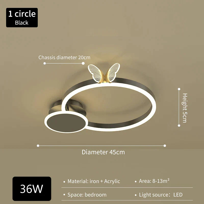 DecorBites™ Butterfly Light: Modern Round Ceiling Lamp for Light Luxury Living Room, 2024 New Model