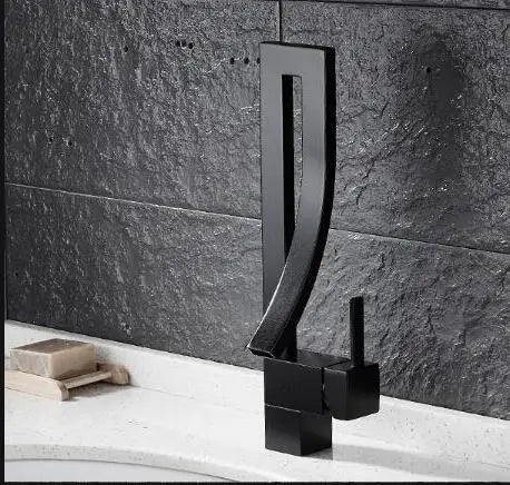 DecorBites™ Gold Brass Square Basin Faucet Single Handle Deck Mounted Bathroom Sink Mixer