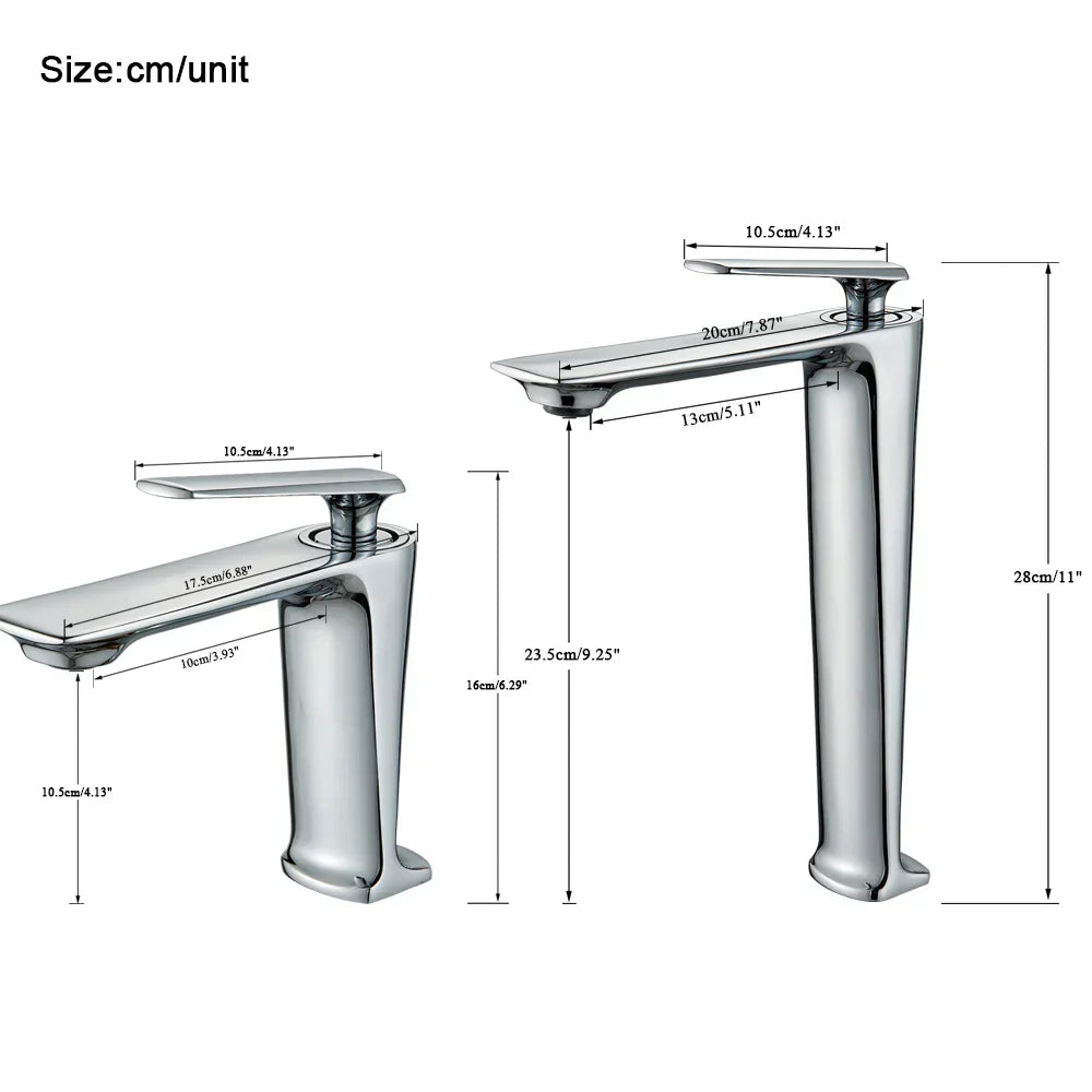 DecorBites™ Black Brass Bathroom Sink Faucet, Hot Cold Water Mixer, Single Handle Deck Mount