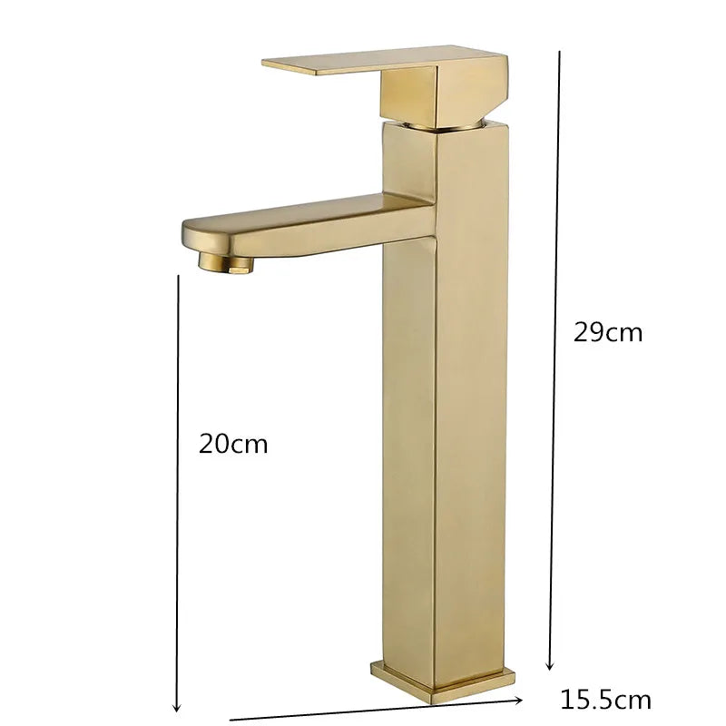 DecorBites™ Brushed Gold Black Stainless Steel Bathroom Faucet Hot Cold Basin Tap Sink Mixer
