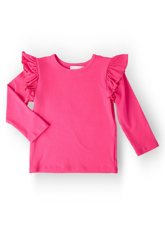 Hot Pink L/S Ruffle Tee