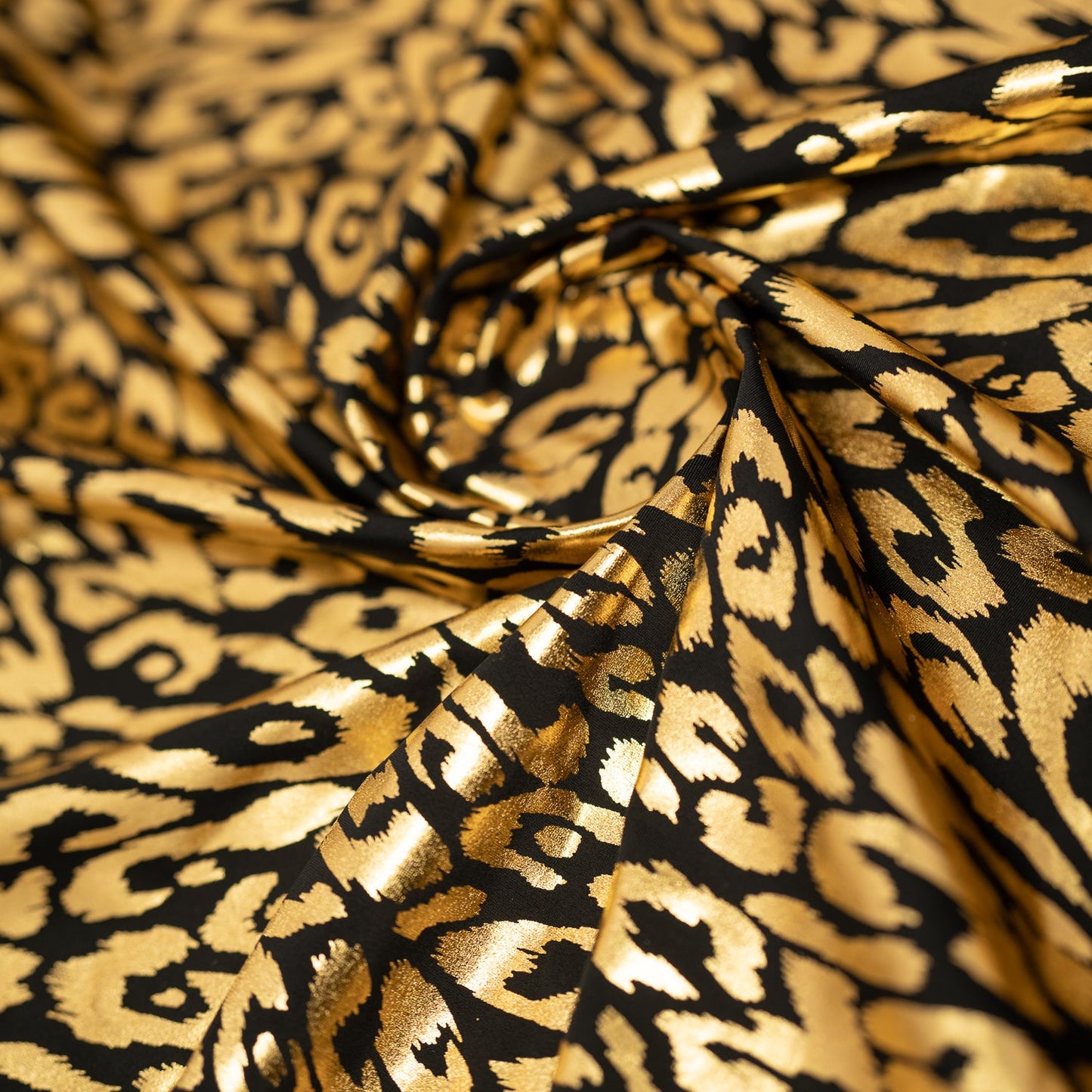 Madagascar Foiled Spandex Fabric | Blue Moon Fabrics