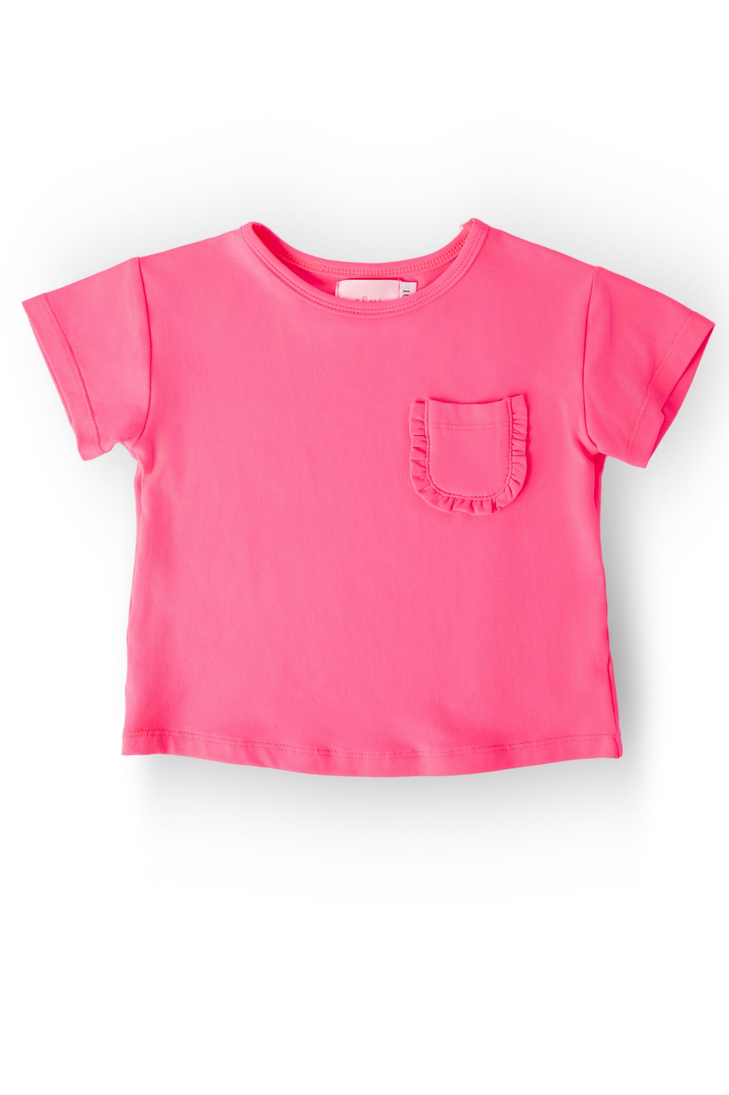 Neon Pink Ruffle Pocket Tee