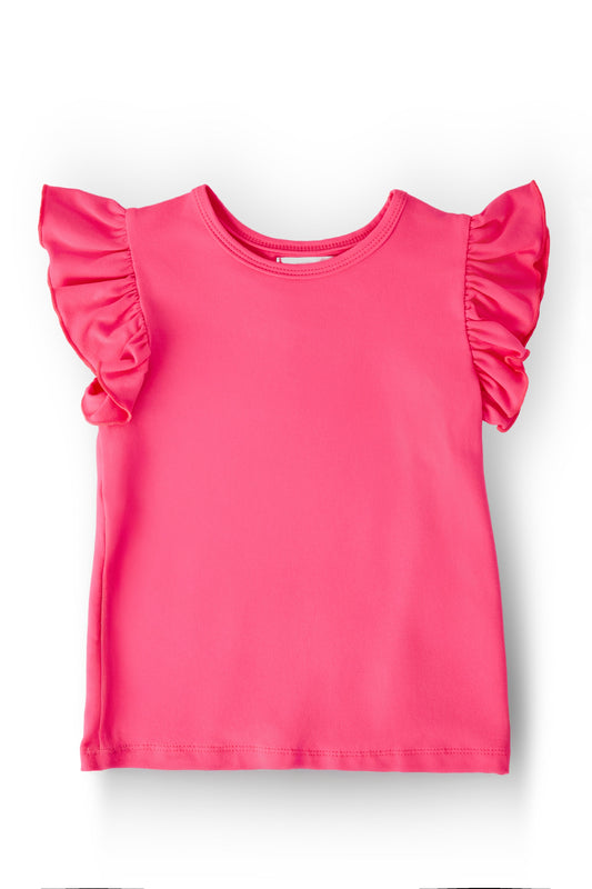 Neon Pink S/S Ruffle Tee