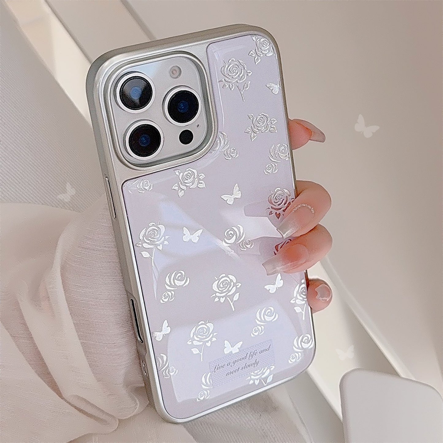 Gilt ins rose butterfly for 16 apple 17pro max mobile phone case iphone14 Epoxy 13 gentle 15