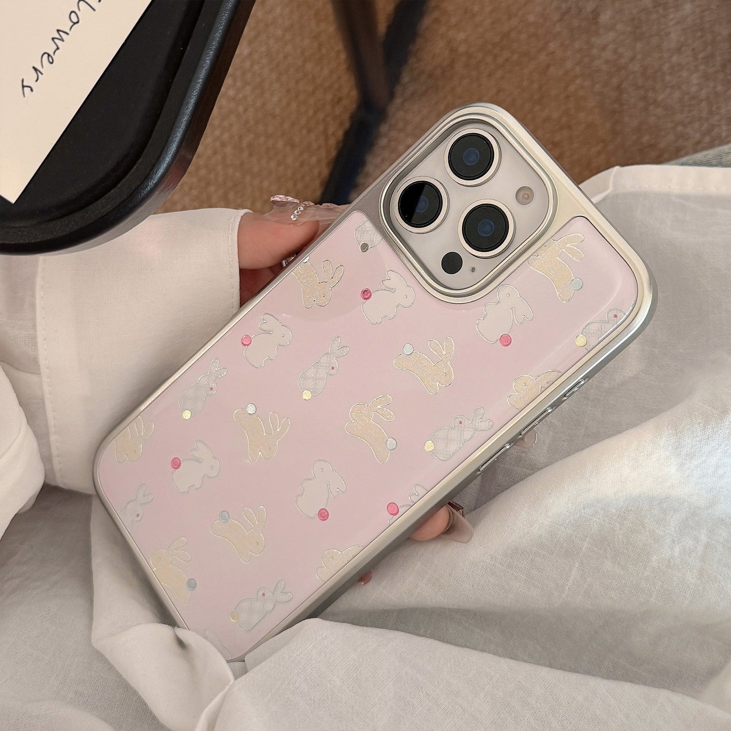 Gilt apple 16pro max mobile phone case iphone17 color polka dot cute rabbit 15 for 13 huawei p70