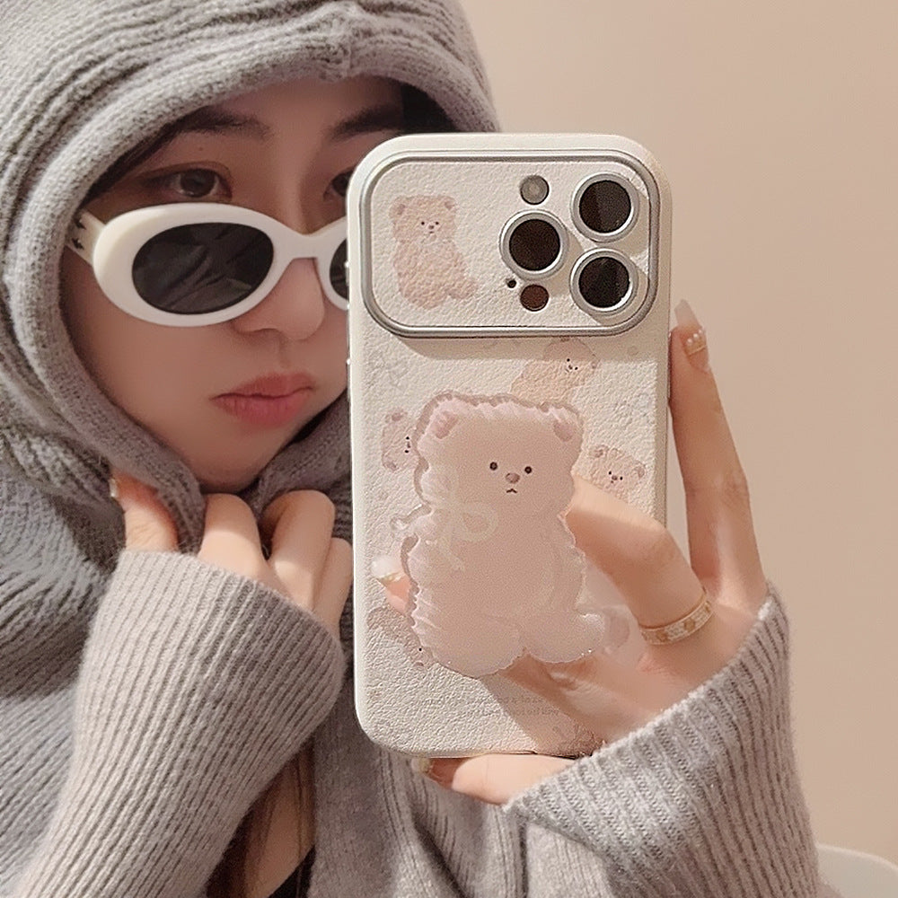 Korean bear holder iphone15 apple 16promax mobile phone case 17 suitable for ins super cute 11/12