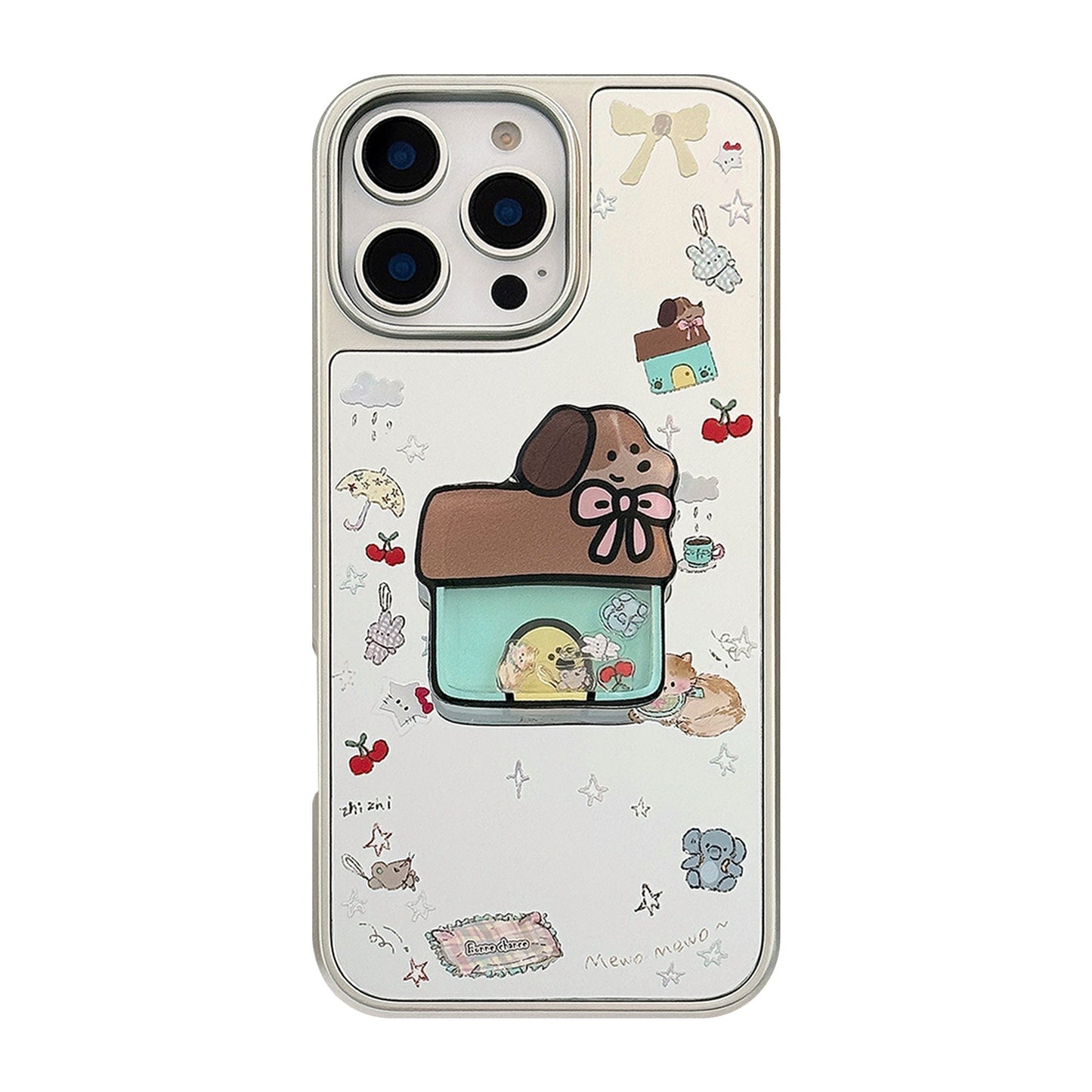 Korean ins electroplated mirror surface is suitable for 16 Apple 15Pro Max mobile phone case iphone17 Puppy Shake Music 13