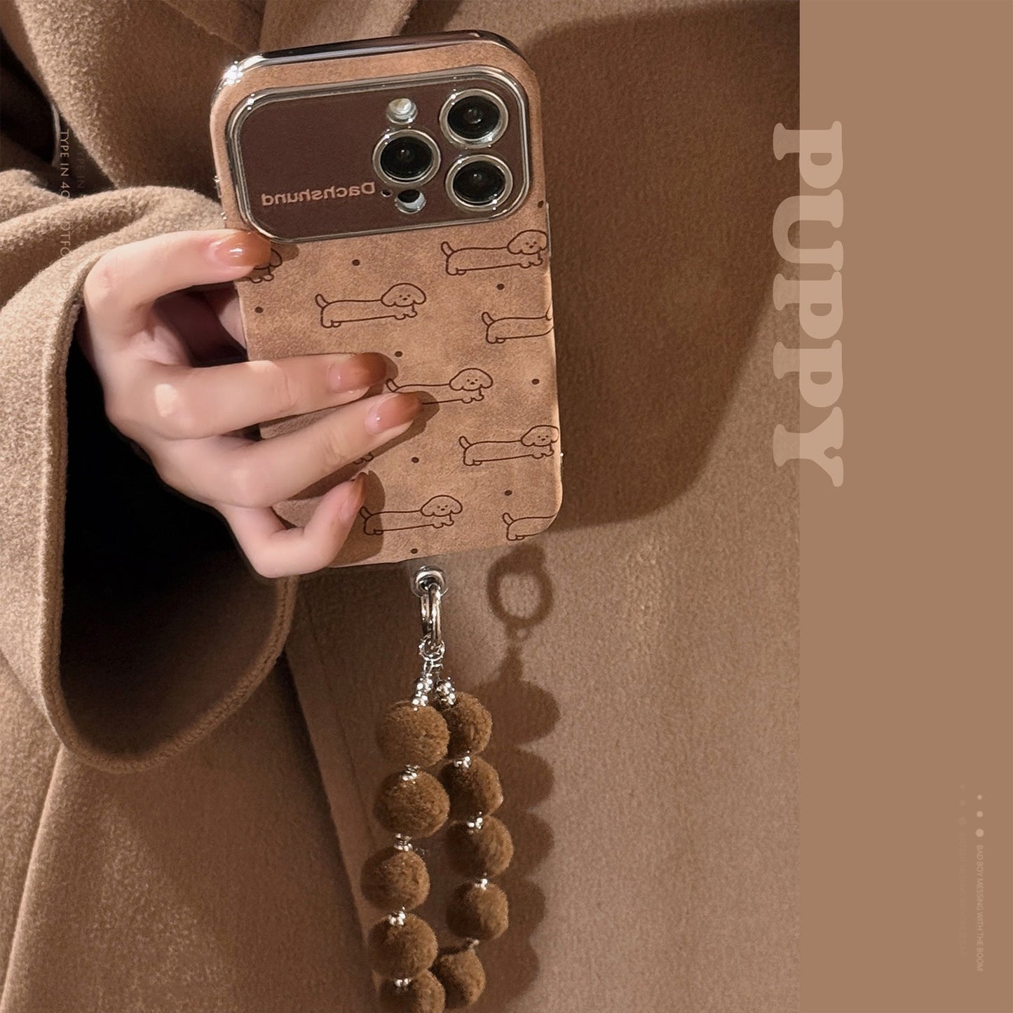Fun lines puppy flannel for apple 15 mobile phone case iphone16promax lanyard 14 all-inclusive 17 soft