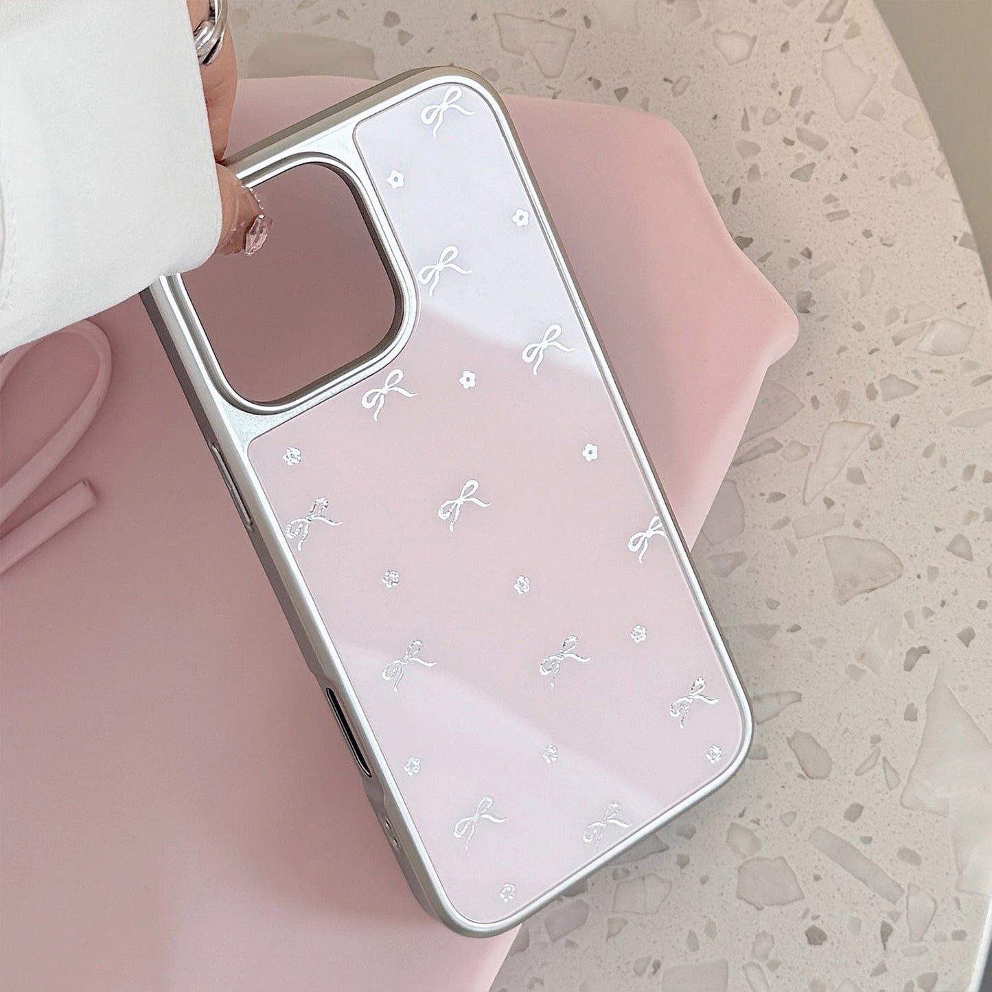 Gilt applicable to Apple 16Pro Max mobile phone case iphone17 electroplated bow 14 small fresh Huawei P70