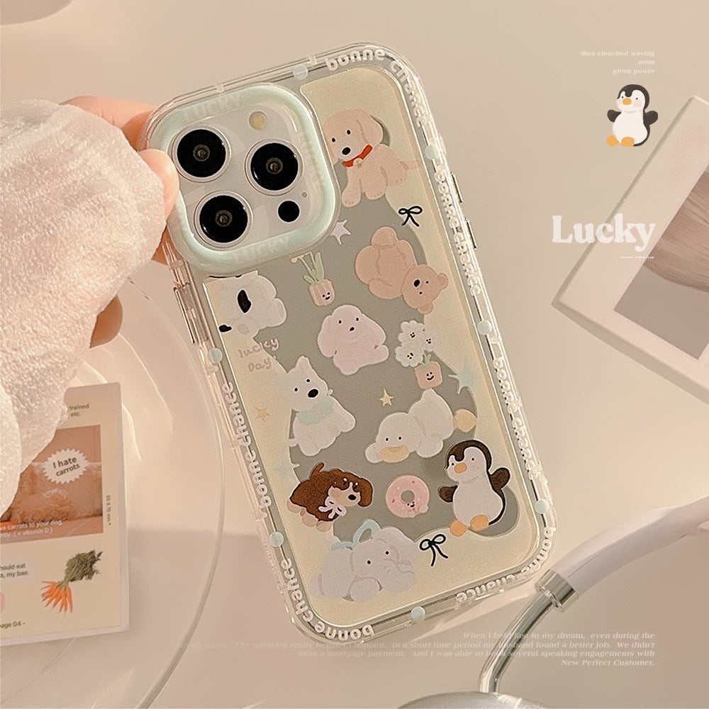 Cute pet mirror is suitable for 17ProMax Apple 15 mobile phone case iPhone16 fun cartoon 12 anti-drop 11 generation