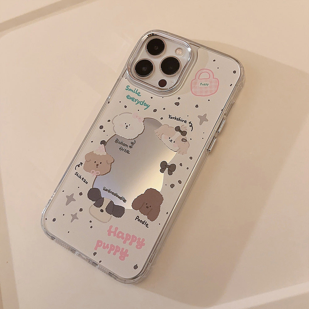 Sweet ins puppy iphone16 for 17pro max iPhone case 13 electroplated mirror 11 original 12