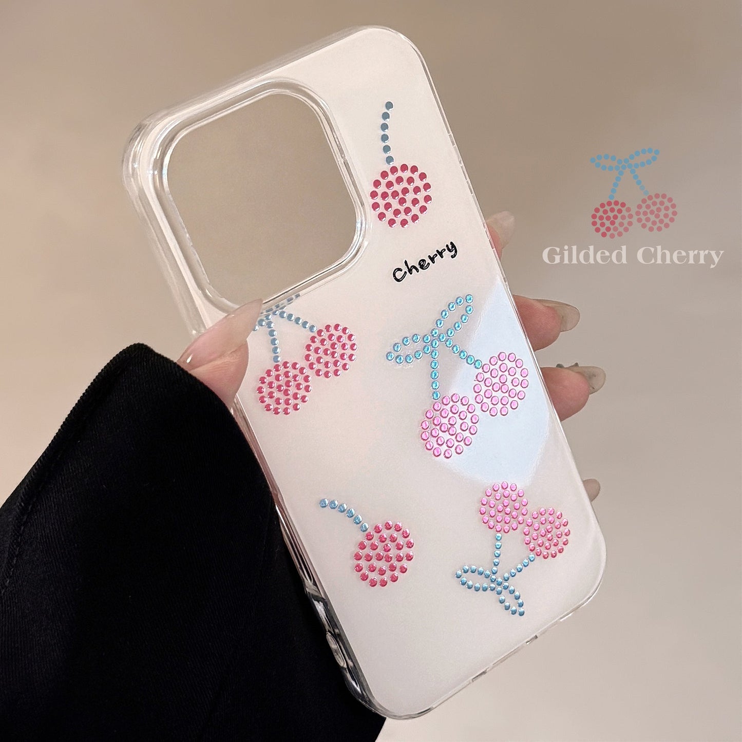Gilt Ruby Cherry Mobile Phone Case Suitable for 16 Apple 17Promax Premium iPhone13 Hard 12 Generation 14