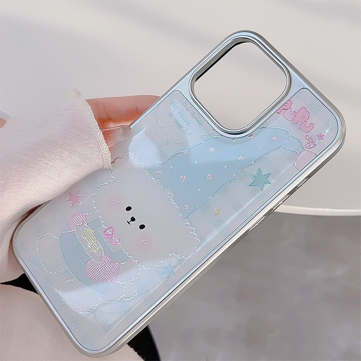 Gilt iphone16 mobile phone case 15promax plaid cartoon puppy 14 Apple 13 Epoxy 17 for Huawei